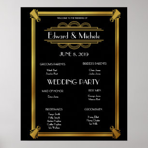 Art Deco Wedding planner seating chart Poster