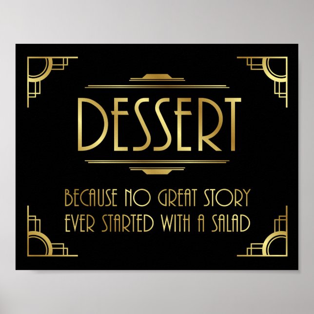 Art Deco Wedding Print DESSERT-Zeichen Poster (Vorne)