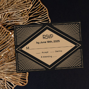 Art Deco Wedding RSVP Begleitkarte