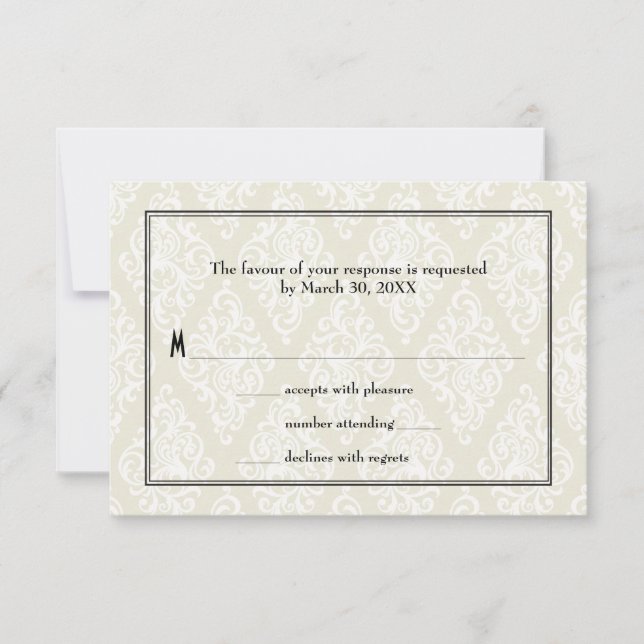 Art Deco Wedding RSVP Karte (Vorderseite)