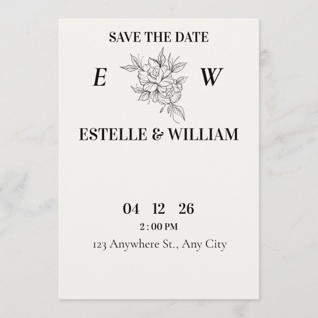Art Deco Wedding Save the Date Card  (Vorderseite)