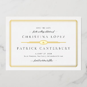 Art Deco Wedding Save the Date Foil Einladung