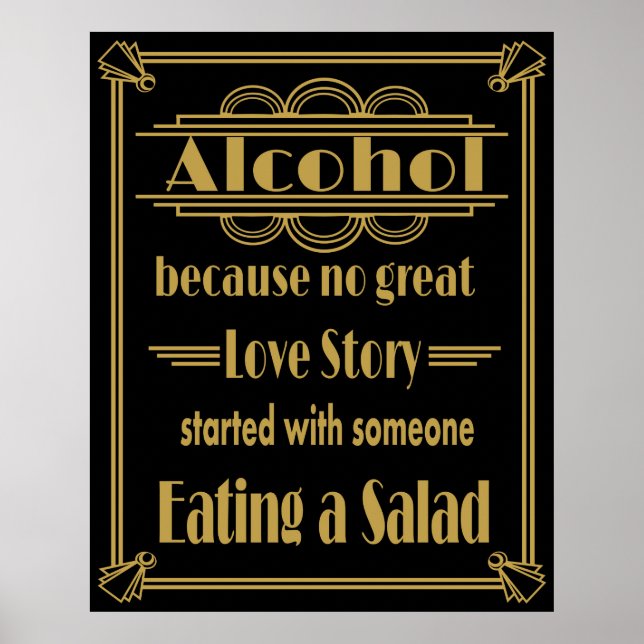 Art Deco Wedding Schild "Alcohol Print