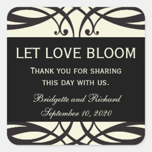 Art Deco Wedding Seed Packet Labels Quadratischer Aufkleber