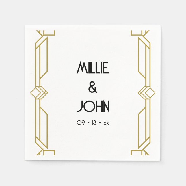 Art Deco Wedding Serviette (Vorderseite)