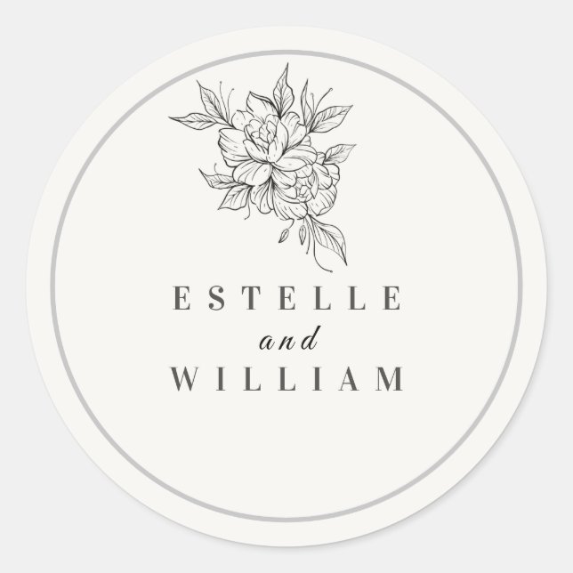 Art Deco Wedding Small Round Sticker | Elegant  (Vorderseite)