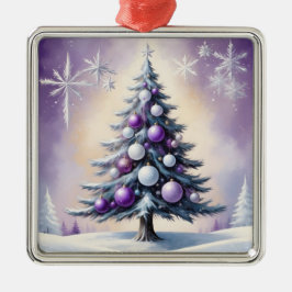 Art Deco Weihnachten Lila und Silver Haze Ornament Aus Metall