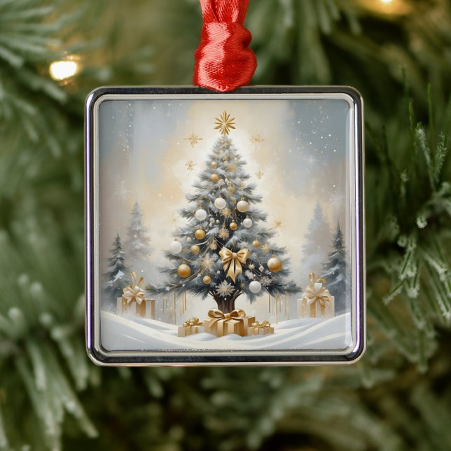 Art Deco Weihnachten Luxuriöse Gold Bows und Gesch Ornament Aus Metall (Baum)