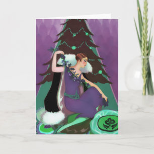 Art Deco Weihnachten, Pascaline in Lila, Türkis un Feiertagskarte