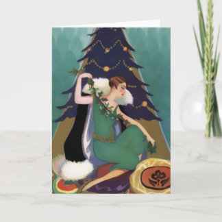 Art Deco Weihnachten, Pascaline in Türkis, Gold un Feiertagskarte