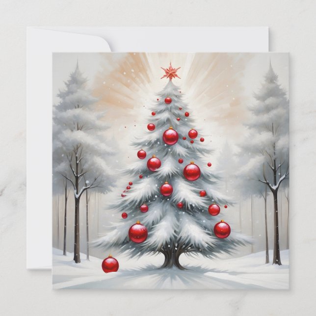 Art Deco Weihnachten Rote Ornamente Winter (Vorderseite)