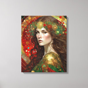 Art Deco Weihnachten Spiegelbild einer Frau Leinwanddruck