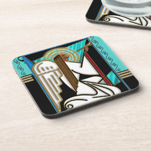 Art Deco Weihnachtsengel (Keramikfliese) Getränkeuntersetzer