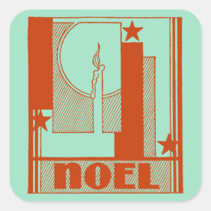 Art Deco Weihnachtsfest Quadratischer Aufkleber