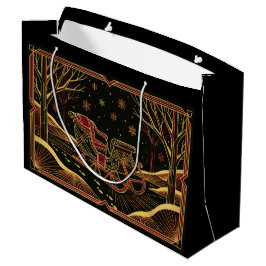 Art Deco Weihnachtsschlitten-Geschenktasche Große Geschenktüte