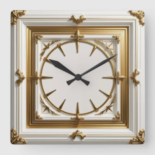 Art Deco Weiß Quadratische Wanduhr