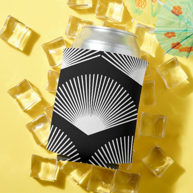 Art Deco Weißer Lüfter Schwarzes Muster Dosenkühler (In Situ Sommer)