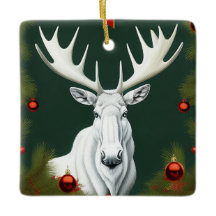 Art Deco Weißer Weihnachts-Elch-Schmuck