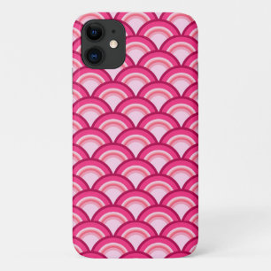 Art-Deco-Wellenmuster - Fuchsia und Korallen iPhone 11 Hülle