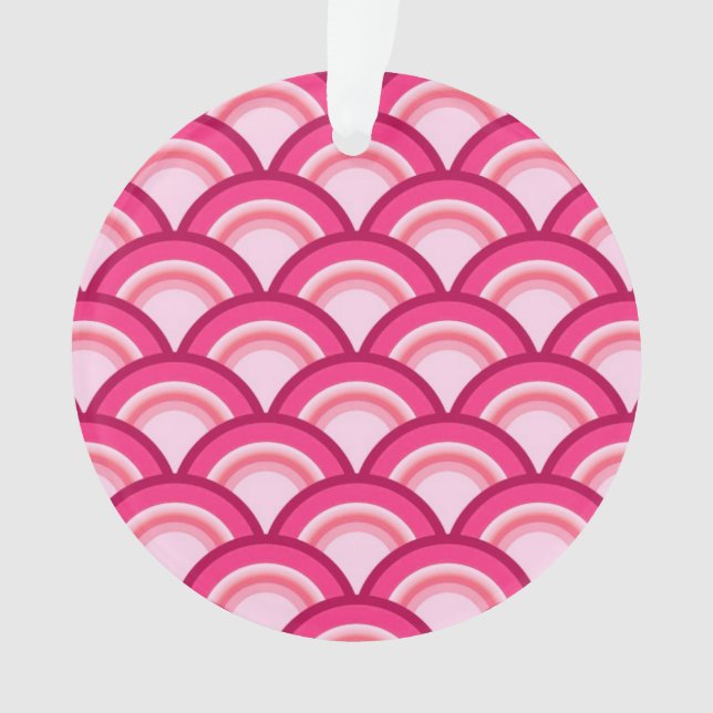 Art-Deco-Wellenmuster - Fuchsia und Korallen Ornament (Vorderseite)
