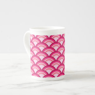 Art-Deco-Wellenmuster - Fuchsia und Korallen Prozellantasse