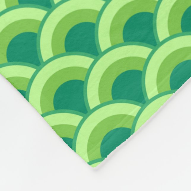 Art Deco Wellenmuster - Jade grün Fleecedecke (Ecke)