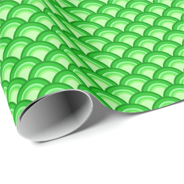 Art Deco Wellenmuster - Jade grün Geschenkpapier (Rolleneckpunkt)
