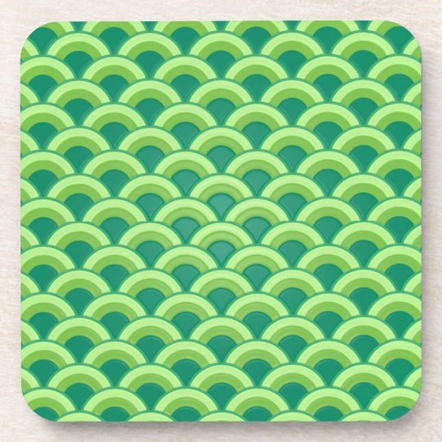 Art Deco Wellenmuster - Jade grün Getränkeuntersetzer (Vorderseite)