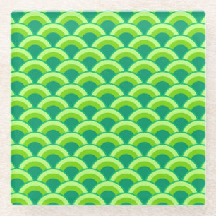 Art Deco Wellenmuster - Jade grün Glasuntersetzer