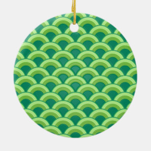 Art Deco Wellenmuster - Jade grün Keramik Ornament