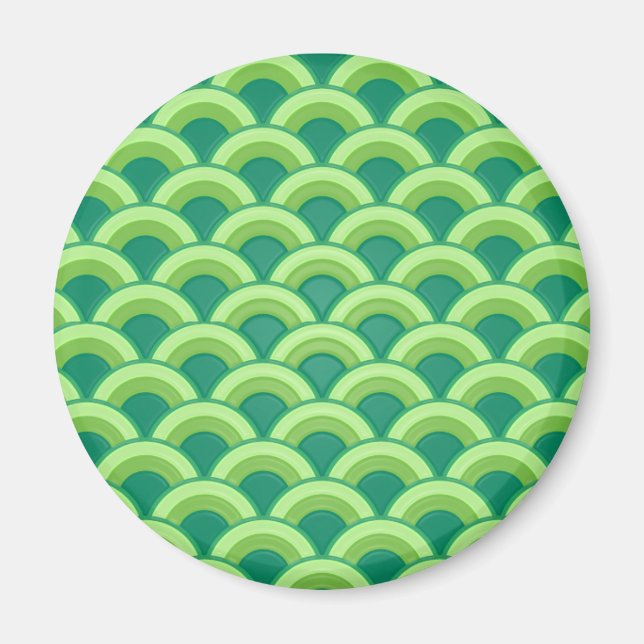 Art Deco Wellenmuster - Jade grün Magnet (Vorne)