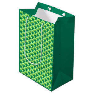 Art Deco Wellenmuster - jade Grün Mittlere Geschenktüte