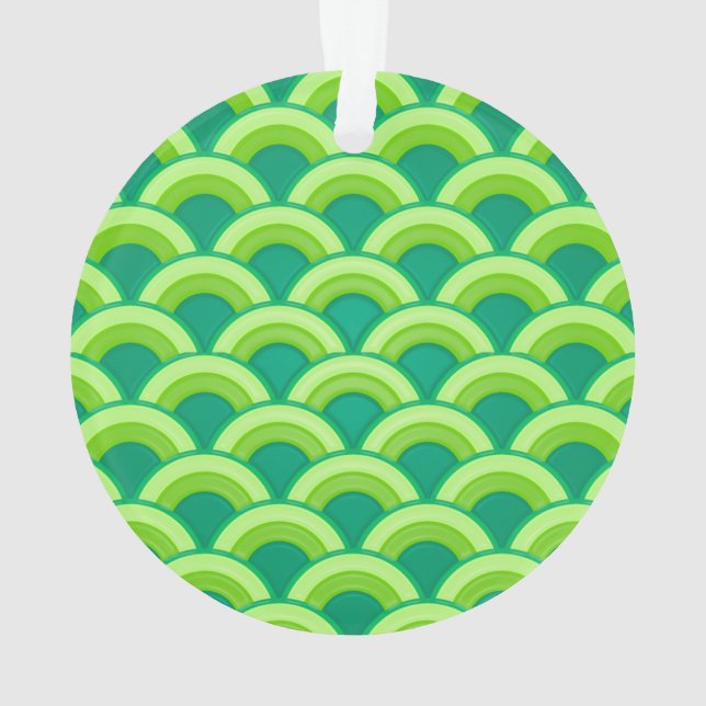 Art Deco Wellenmuster - Jade grün Ornament (Rückseite)