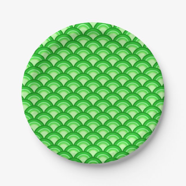 Art Deco Wellenmuster - Jade grün Pappteller (Vorderseite)