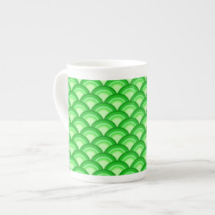 Art Deco Wellenmuster - Jade grün Prozellantasse