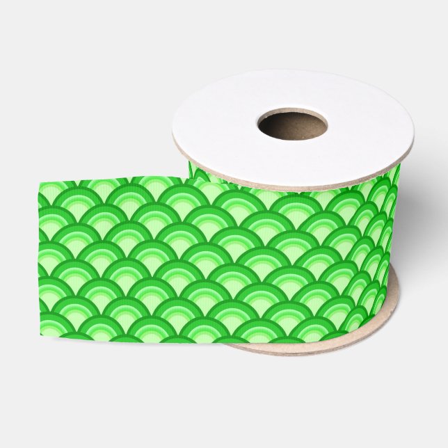 Art Deco Wellenmuster - Jade grün Ripsband (Spule)