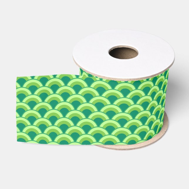 Art Deco Wellenmuster - Jade grün Ripsband (Spule)