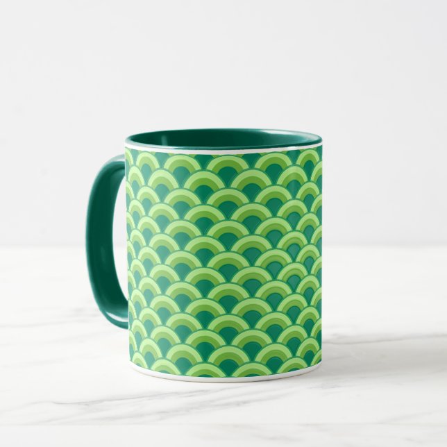 Art Deco Wellenmuster - Jade grün Tasse (Vorderseite Links)