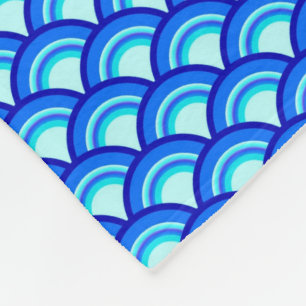 Art Deco Wellenmuster - Kobalt und Himmel blau Fleecedecke