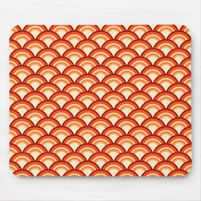 Art-Deco-Wellenmuster - Mandarine orange Mousepad (Vorne)