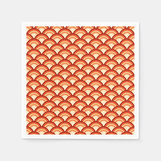 Art-Deco-Wellenmuster - Mandarine orange Serviette (Vorderseite)