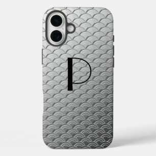 Art Deco Wellenmuster - metallisches Silber iPhone 16 Plus Hülle