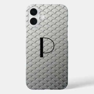 Art Deco Wellenmuster - metallisches Silber iPhone 16 Plus Hülle