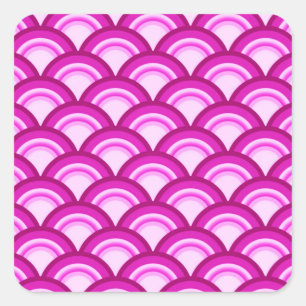 Art-Deco-Wellenmuster - Orchideenfarben Quadratischer Aufkleber