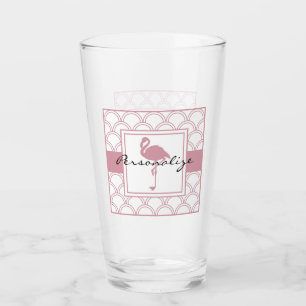 Art Deco Wellenmuster Rosa Flamingo Glas