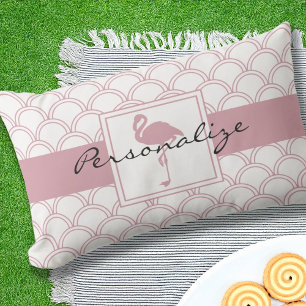 Art Deco Wellenmuster Rosa Flamingo Kissen Für Draußen