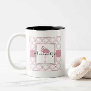 Art Deco Wellenmuster Rosa Flamingo Zweifarbige Tasse