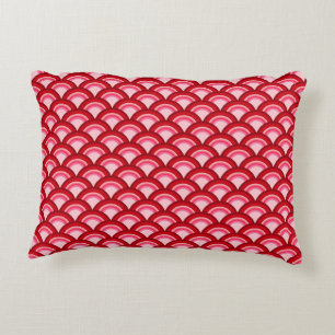 Art Deco-Wellenmuster - rot und fuchsia Dekokissen
