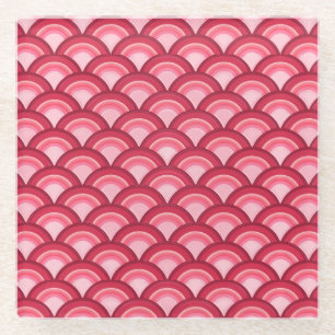 Art Deco-Wellenmuster - rot und fuchsia Glasuntersetzer