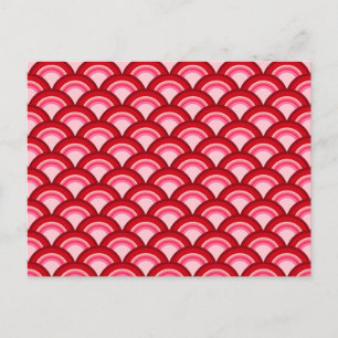 Art Deco-Wellenmuster - rot und fuchsia Postkarte
